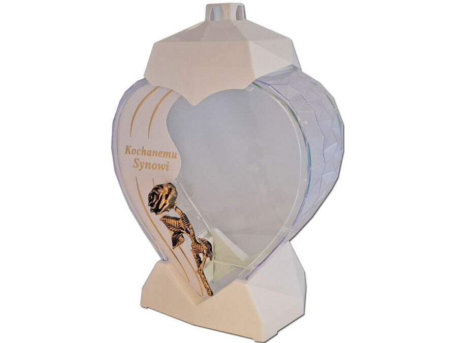 SYN SYNOWI ZNICZ LAMPION NA GRÓB SERCE DEDYKACJA RÓŻA ZŁOTO BIAŁY