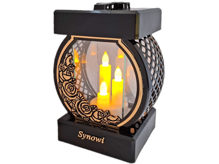 SYN SYNOWI ZNICZ LAMPION NA GRÓB KOŁO RTN RÓŻA RAM ZŁO+ŚWIECZNIK LED
