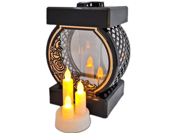 SYN SYNOWI ZNICZ LAMPION NA GRÓB KOŁO RTN RÓŻA RAM ZŁO+ŚWIECZNIK LED