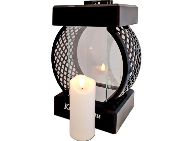 SYN SYNOWI SR ZNICZ LAMPION KOŁO RTN GŁADKI CZARNY+ŚWIECA LED BIAŁA