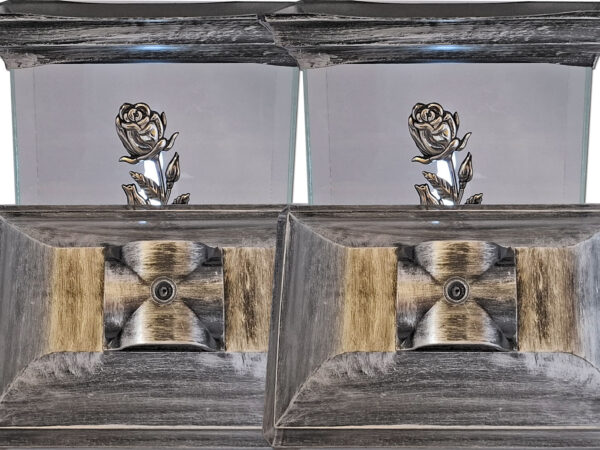 ZNICZ LAMPION NA GRÓB ZESTAW 2 SZTUKI KAPLICA SZKŁO RÓŻA SREBRO +WKŁADY