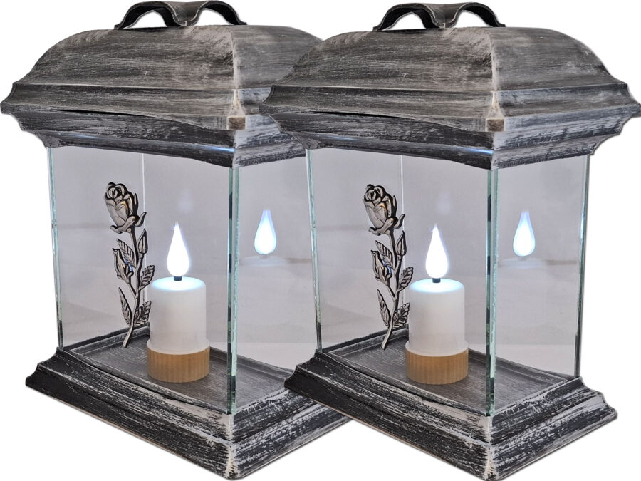 szkat-prost-sr-ro-pod-w3.jpg ZNICZ LAMPION NA GRÓB ZESTAW 2 SZTUKI KAPLICA SZKŁO RÓŻA SREBRO +WKŁADY