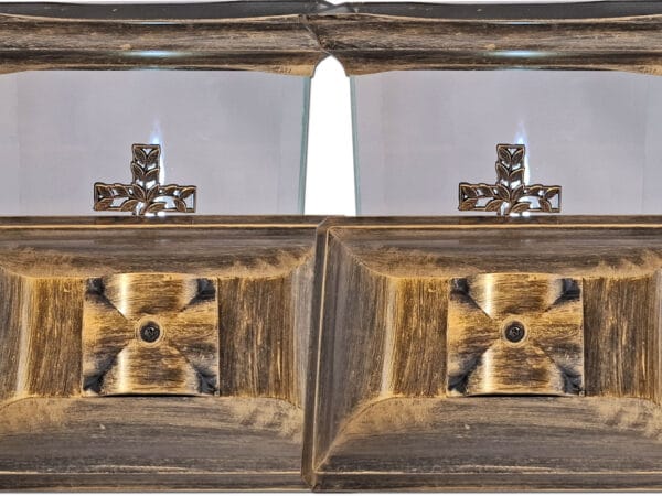 ZNICZ LAMPION NA GRÓB ZESTAW 2 SZTUKI KAPLICA SZKŁO KRZYŻ ZŁOTO +WKŁADY