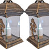 ZNICZ LAMPION NA GRÓB ZESTAW 2 SZTUKI KATEDRA SZKŁO DRZEWO ZŁOTO +WKŁADY
