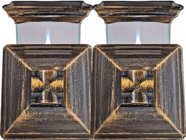 ZNICZ LAMPION NA GRÓB ZESTAW 2 SZTUKI KATEDRA SZKŁO GŁADKA ZŁOTO +WKŁADY