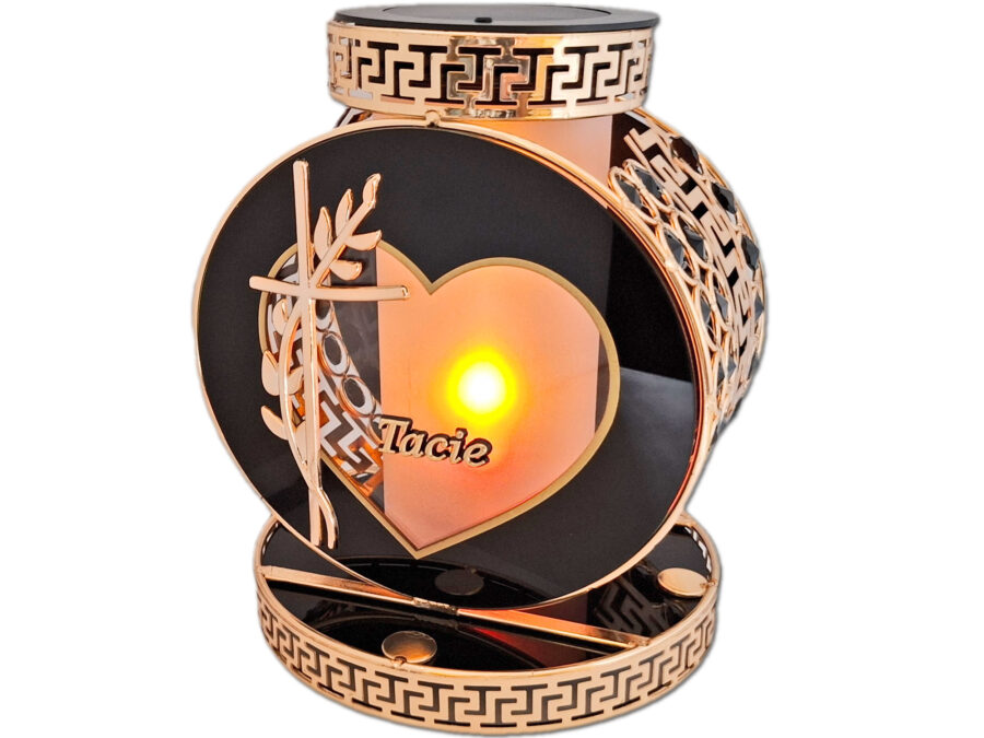 TATA TACIE SOLAR FOTOWOLTAICZNY ZNICZ LAMPION VIP KOŁO ZŁ-CZARNE KRYSZTAŁKI