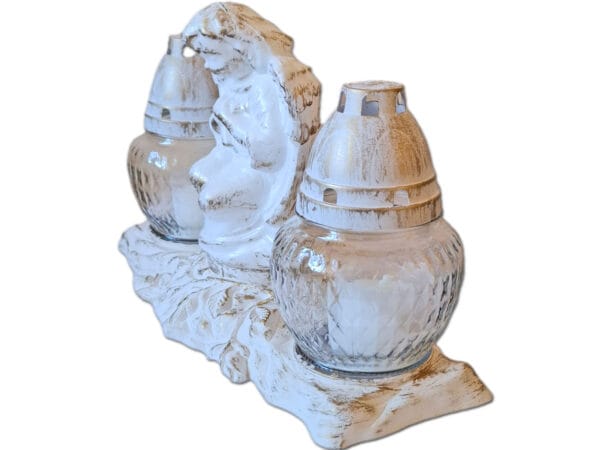 ZNICZ ZNICZE LAMPION NA GRÓB ZESTAW DUET BIAŁO ZŁOTY +WKŁADY