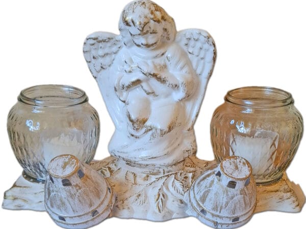 ZNICZ ZNICZE LAMPION NA GRÓB ZESTAW DUET BIAŁO ZŁOTY +WKŁADY