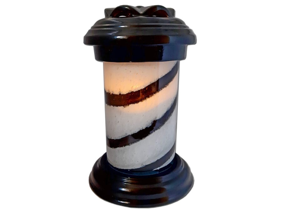 tuba-mala-cer-saturn-sw1.jpg ZNICZ LAMPION NA GRÓB CERAMIKA TUBA MAŁA ZEBRA BIAŁO-CZARNA+ŚWIECA LED