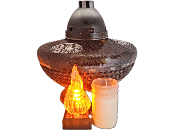 ZNICZ ZNICZE LAMPION NA GRÓB UFO KORAL CZARNY+WKŁADY