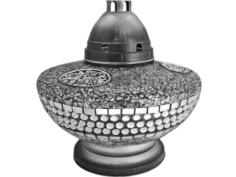 ZNICZ ZNICZE LAMPION NA GRÓB UFO KORAL SREBRO+WKŁADY