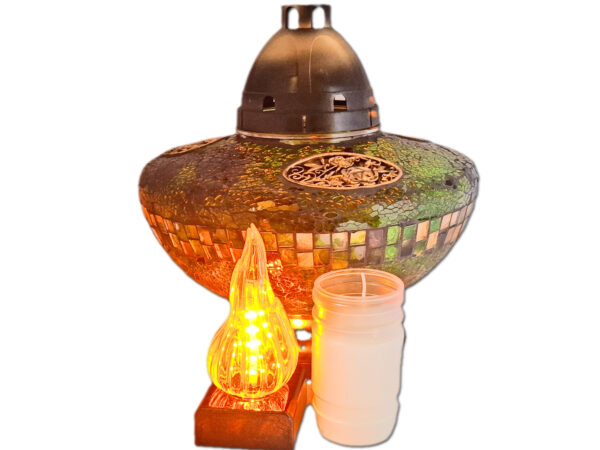 ZNICZ ZNICZE LAMPION NA GRÓB UFO ZIELONY+WKŁADY