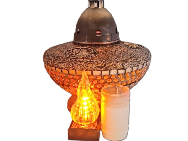 ZNICZ ZNICZE LAMPION NA GRÓB UFO KORAL ZŁOTO+WKŁADY