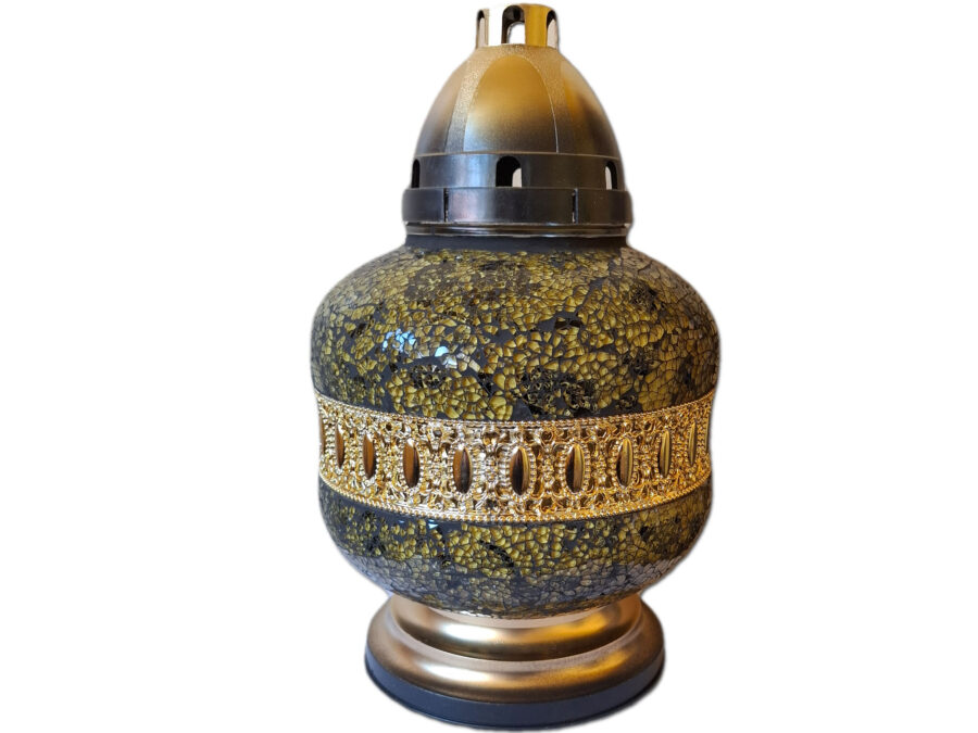 ZNICZ ZNICZE LAMPION NA GRÓB URN ZŁOTO-CZARNA +WKŁAD