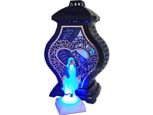 ZNICZ LAMPION NA GRÓB WAZA DUŻA RTN RAMA SERCE CZARNA+FIGURKA LED