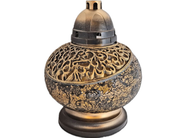 ZNICZ ZNICZE LAMPION NA GRÓB WAZA MOZAIKA ZŁOTO CZARNA+WKŁAD