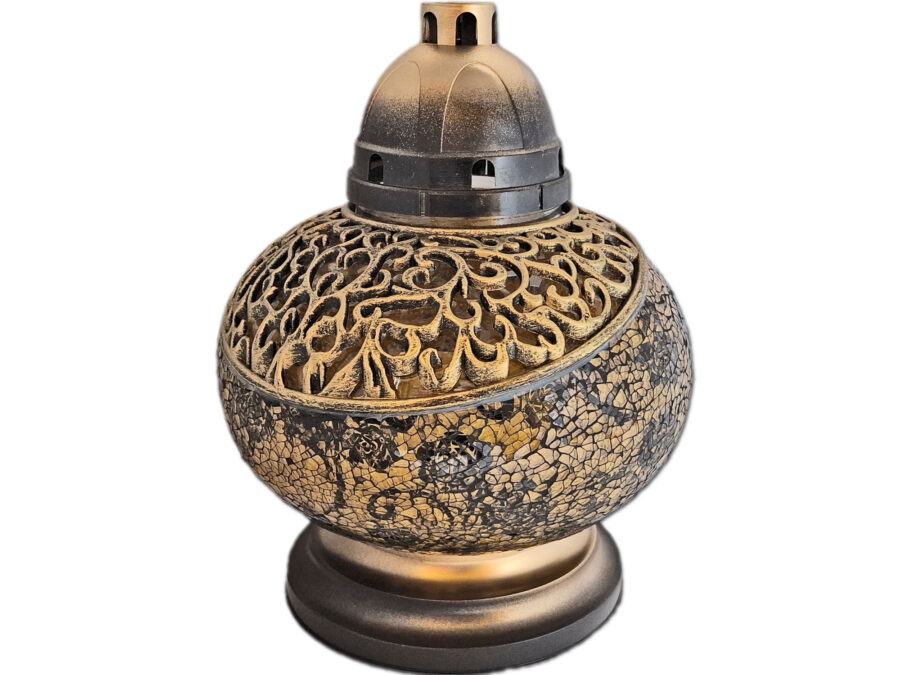 ZNICZ ZNICZE LAMPION NA GRÓB WAZA MOZAIKA ZŁOTO CZARNA+WKŁAD