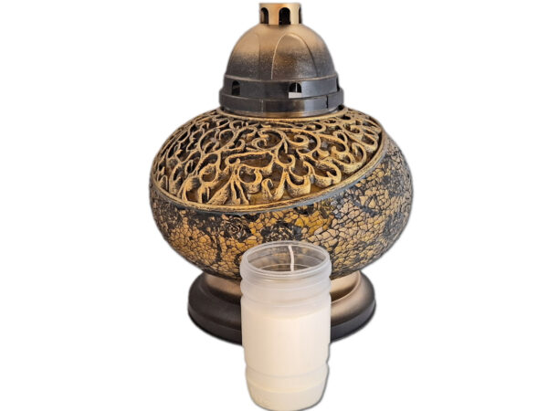 ZNICZ ZNICZE LAMPION NA GRÓB WAZA MOZAIKA ZŁOTO CZARNA+WKŁAD