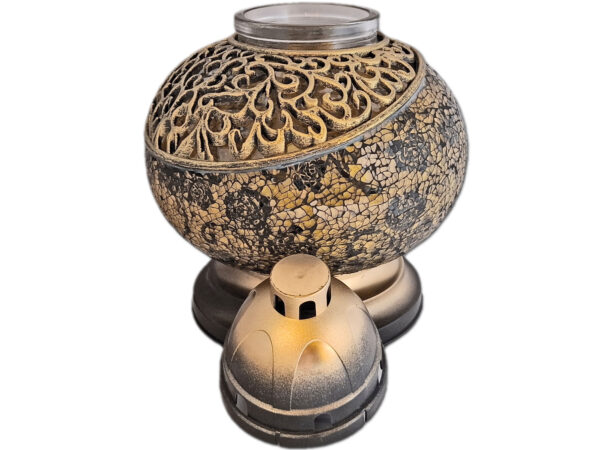 ZNICZ ZNICZE LAMPION NA GRÓB WAZA MOZAIKA ZŁOTO CZARNA+WKŁAD