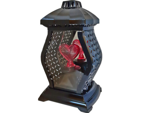 ZNICZ ZNICZE LAMPION NA GRÓB WAZA RTN CZARNA+SERCE LED