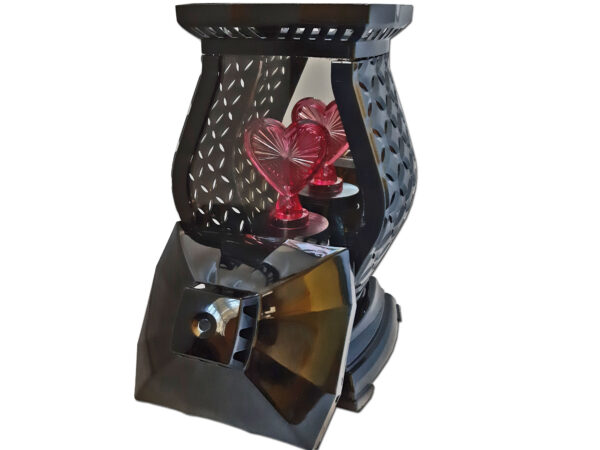 ZNICZ ZNICZE LAMPION NA GRÓB WAZA RTN CZARNA+SERCE LED