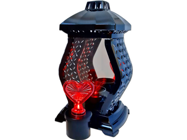 ZNICZ ZNICZE LAMPION NA GRÓB WAZA RTN CZARNA+SERCE LED