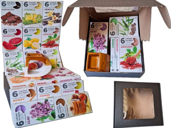 ŚWIECE PODGRZEWACZE ZAPACHOWE 17 SZT+KOMINEK CERAMICZNY 1 SZT