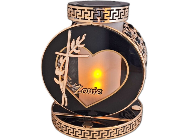 ŻONA ŻONIE SOLAR FOTOWOLTAICZNY ZNICZ LAMPION VIP KOŁO ZŁ-CZARNE