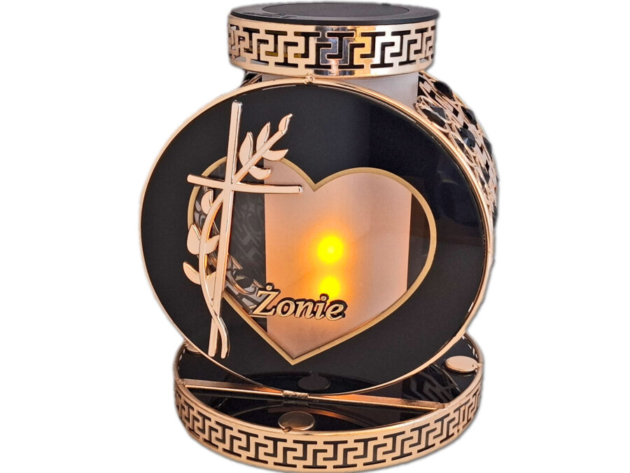 ŻONA ŻONIE SOLAR FOTOWOLTAICZNY ZNICZ LAMPION VIP KOŁO ZŁ-CZARNE