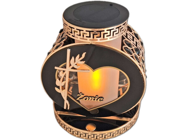 ŻONA ŻONIE SOLAR FOTOWOLTAICZNY ZNICZ LAMPION VIP KOŁO ZŁ-CZARNE