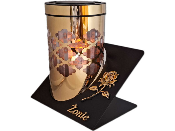 ŻONA ŻONIE ZNICZ LAMPION SOLARNY SOLAR FOTOWOLTAICZNY TUBA RÓŻA ZŁOTO