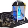 RODZICE RODZICOM ZNICZ LAMPION NA GRÓB KPL SREBRO SKOS SENTENCJA+ FIGURKA LED