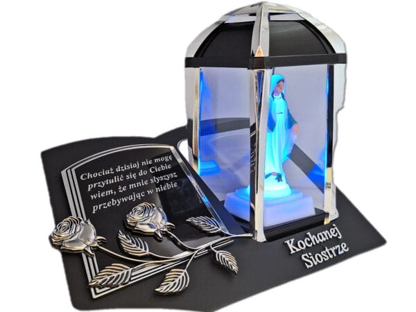 blach-kpl-pod-sio-sre-fig3.jpg SIOSTRA SIOSTRZE ZNICZ LAMPION NA GRÓB KPL SREBRO SKOS SENTENCJA+ FIGURKA LED