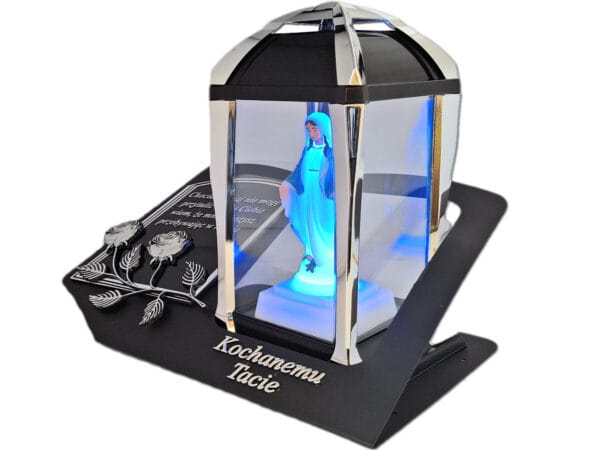 blach-kpl-pod-tat-sre-fig2.jpg TATA TACIE ZNICZ LAMPION NA GRÓB KPL SREBRO SKOS SENTENCJA+ FIGURKA LED