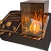 ZNICZ LAMPION NA GRÓB LUSTRO 3D ZŁOTO SKOS SENTENCJA+WKŁAD LED
