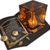 ZNICZ LAMPION NA GRÓB LUSTRO 3D ZŁOTO SKOS SENTENCJA+WKŁAD LED