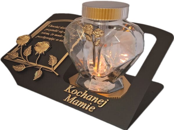 blach-solar-zlo-cort-mam2.jpg MAMA MAMIE SOLARNY ZNICZ LAMPION NA GRÓB SERCE SZKŁO ZŁOTO SKOS SENTENCJA