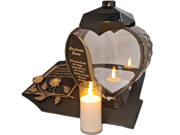 blach-zono-zlot-sw1.jpg ŻONA ŻONIE ZNICZ LAMPION NA GRÓB SERCE ZŁOTO SKOS SENTENCJA+ ŚWIECA