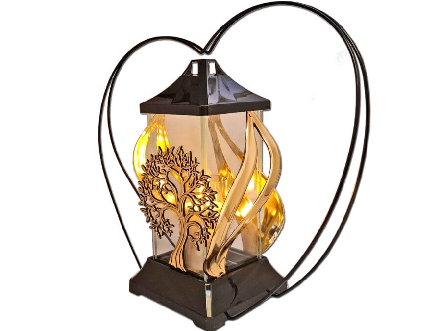 florencja-obrecz-zl-sw4.jpg ZNICZ ZNICZE LAMPION NA GRÓB FLA OBRĘCZ METALIZA ZŁOTO+ŚWIECA LED