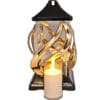 florencja-zl-sw1.jpg ZNICZ ZNICZE LAMPION NA GRÓB FLA METALIZA ZŁOTO+ŚWIECA LED