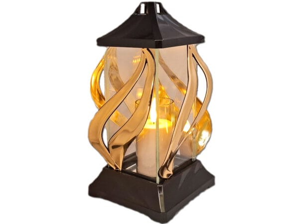 florencja-zl-sw3.jpg ZNICZ ZNICZE LAMPION NA GRÓB FLA METALIZA ZŁOTO+ŚWIECA LED