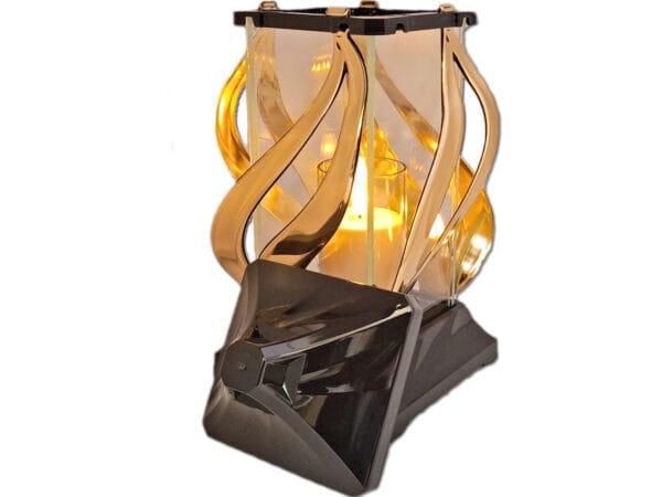 florencja-zl-sw4.jpg ZNICZ ZNICZE LAMPION NA GRÓB FLA METALIZA ZŁOTO+ŚWIECA LED