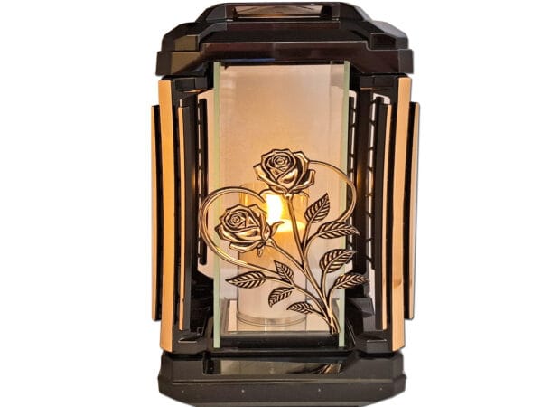 ZNICZ ZNICZE LAMPION NA GRÓB KWADRAT DUŻY CZARNY+ŚWIECA LED