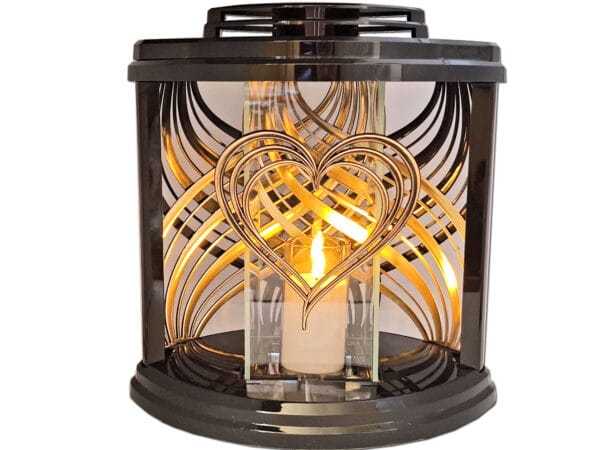 ZNICZ ZNICZE LAMPION NA GRÓB ŁZK CZARNY+ŚWIECA LED