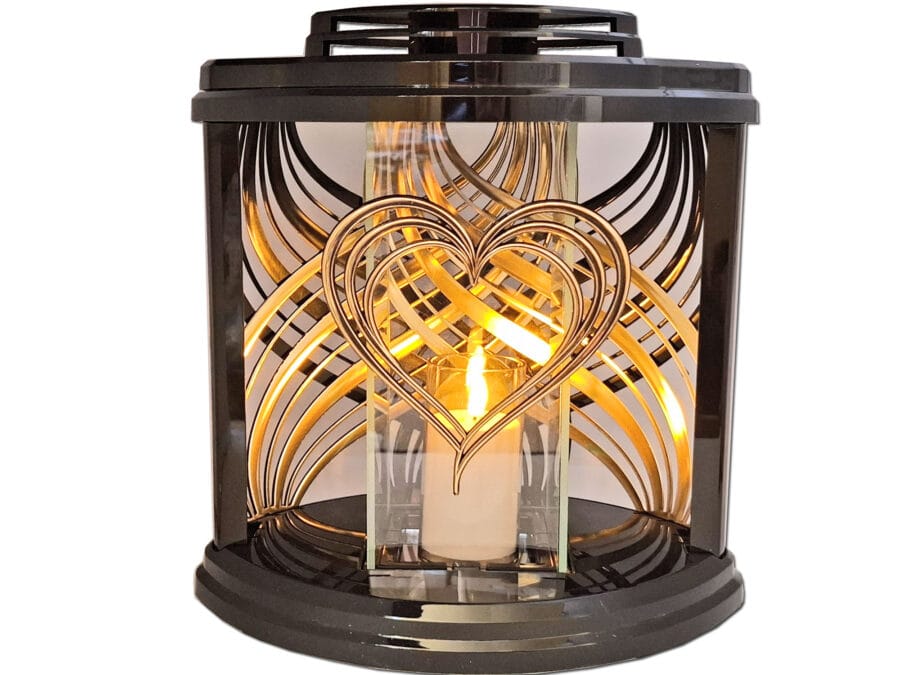 ZNICZ ZNICZE LAMPION NA GRÓB ŁZK CZARNY+ŚWIECA LED