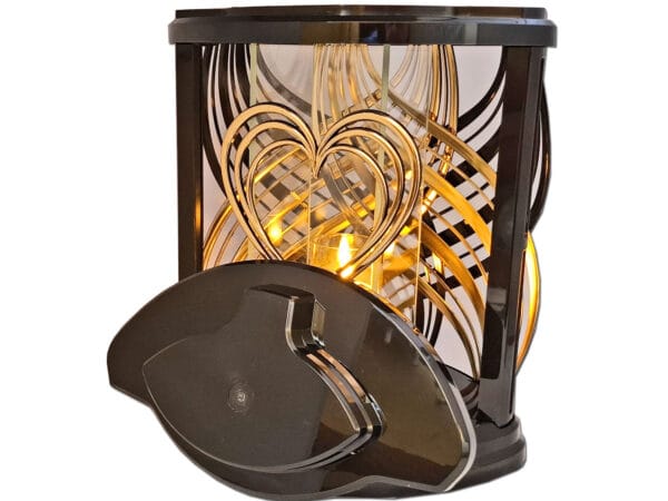 ZNICZ ZNICZE LAMPION NA GRÓB ŁZK CZARNY+ŚWIECA LED