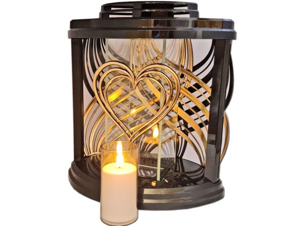 ZNICZ ZNICZE LAMPION NA GRÓB ŁZK CZARNY+ŚWIECA LED