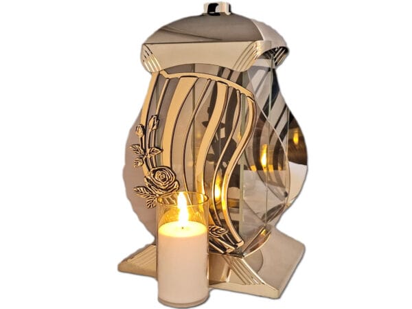 ZNICZ ZNICZE LAMPION NA GRÓB NPL METALIZA ZŁOTO+ŚWIECA LED