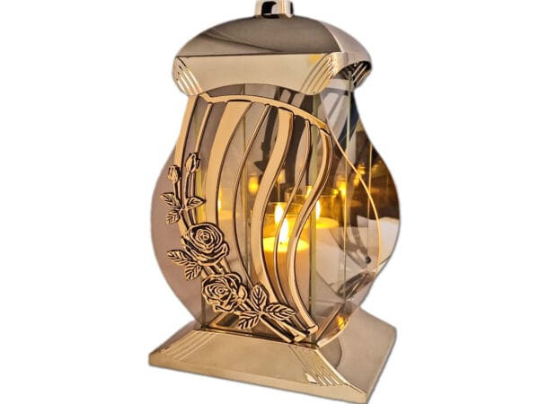 ZNICZ ZNICZE LAMPION NA GRÓB NPL METALIZA ZŁOTO+ŚWIECA LED