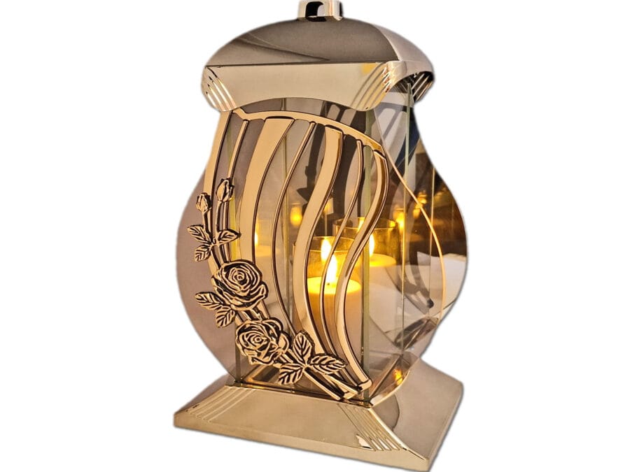 ZNICZ ZNICZE LAMPION NA GRÓB NPL METALIZA ZŁOTO+ŚWIECA LED